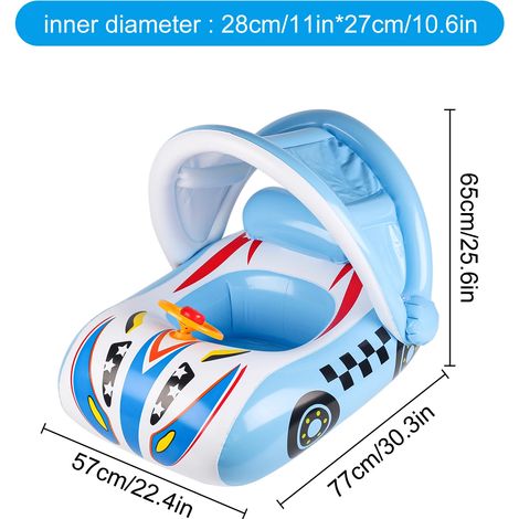 Voiture gonflable pour piscine, siège de natation pour tout-petits avec volant, jouets aquatiques d'été