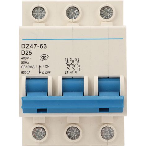 Disjoncteur miniature ignifugé tripolaire automatique pour immeuble de bureaux 400 V DZ47 63 25 A (1/5)