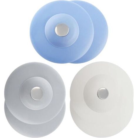Couvercle de Drain de Sol Rond Antidérapant avec Filtre - Blanc, Bleu, Gris (6 pièces) - 10 cm - Rafraîchissant pour Baignoire, Douche, Évier (1/4)