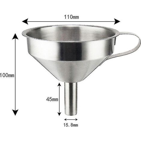 Entonnoir en acier inoxydable, grand entonnoir de cuisine, entonnoir à huile de cuisson en métal avec filtre amovible (argenté 1 (1/4)