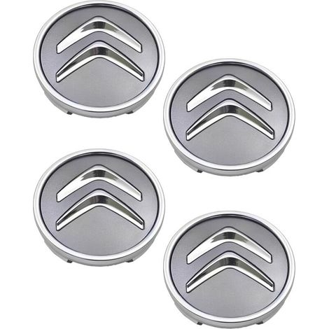 Juego de 4 tapacubos negros para Citroën, 60 mm, C1 C3 C4 C5 C6 DS3, tapacubos de aleación, buena estabilidad (gris) (1/5)