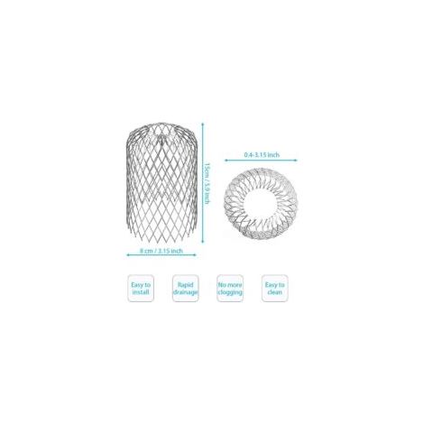 Filtres de Gouttière en Aluminium Flexible Diamètre 8cm Grille Grillage Stop Feuille Crapaudine Crépine Pare Feuille Cache Gouttière pour Protéger Gouttière Contre les Feuilles Toiture  - Crezuo