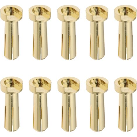 Lot de 10 Connecteurs Bananes Plaqués Or de 5 Mm à Angle Droit à Souder pour Batterie LiPo de Modèle RC (1/5)