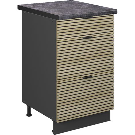 Mobiletto base per cucina Fame-Line, Pannello in quercia, 50 cm , PL Antracite, Vicco