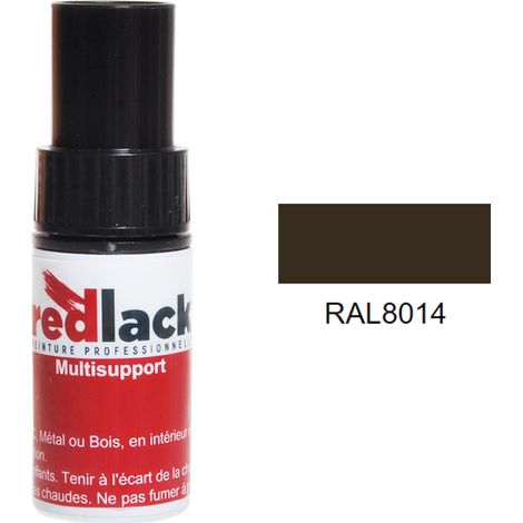 Frasco de retoque con pincel 9 ml – RAL 8014 Marrón Sepia – satinado – para múltiples superficies – Redlack