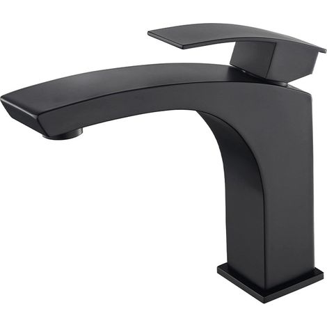 Mitigeur pour vasque - inox 304 - noir - eau chaude/froide (1/5)