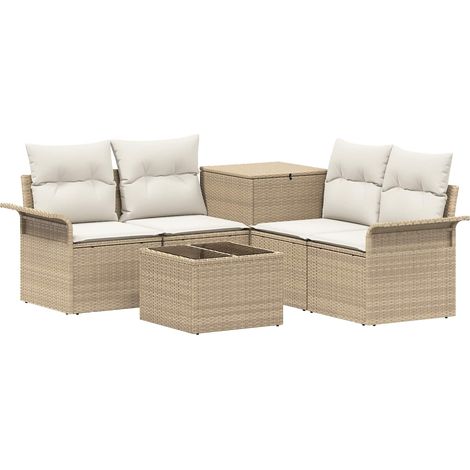 Juego de Sofá 6 uds. 4-Número de plazas Beige y blanco crema vidaXL (1/5)