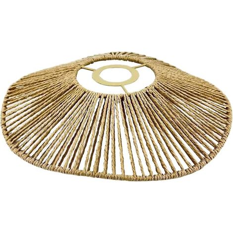 Hand-Woven Rope Lampshade, Rustic Ceiling Decors, 30 cm, Hanging for E27 Table Lamp, Yellow