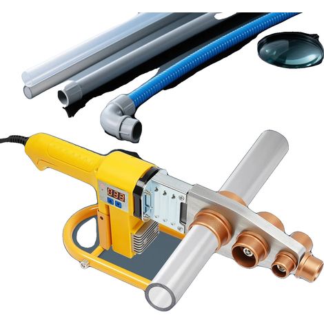 Rohrschweißmaschine, 850W Leistung, 220V Spannung, 6 Matrizenköpfe, einstellbare Temperatur 0-380°C, Abmessungen 33,5cm x 13,5cm (1/5)