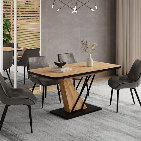 Mesa de comedor Fenaro, Roble dorado, 120 x 80 cm extensible, Vicco (1/5)