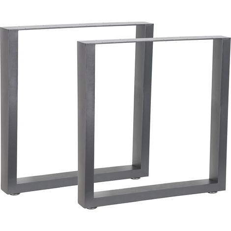Melko 2x Tischkufen 70x72 cm Tischuntergestell Stahl Tischbeine Grau Tischfuß
