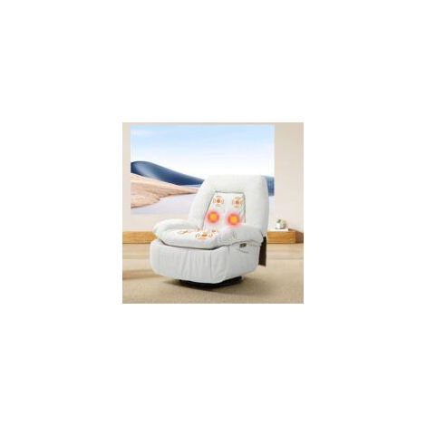 Fauteuil de massage électrique relaxant, chauffage vibrant, pivotant, ports Type-C et USB, poche latérale, inclinable pour TV et salon, blanc