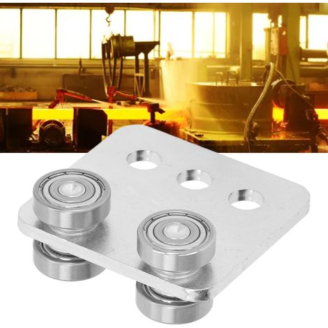 Ensemble de poulie carrée à 4 roues avec cadre en acier chromé, ensemble de poulie de porte coulissante à roulement en acier inoxydable haute capacité (1/5)