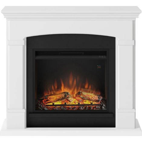 Cheminée électrique décorative blanche 1500W – Foyer à effet de flamme LED – Programmable 7 jours – Pour 37 m² – Tagu (1/5)