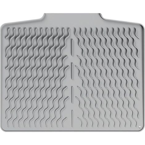 Silikon-Abtropfmatte für Küchenarbeitsplatten, rutschfest, mit Abfluss, hitzebeständig, 15,35 x 13 Zoll (hellgrau)