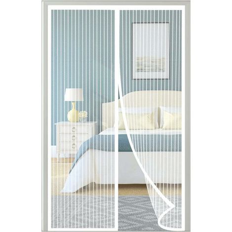 Magnetic Mosquito Net for Doors and Windows, 120 x 210 cm, Magnetic Mosquito Net Curtain with Automatic Closure, Ultra-Fine Adhesive Mesh, No Drilling Required, Keeps Fresh Air Inside, White (1/4)