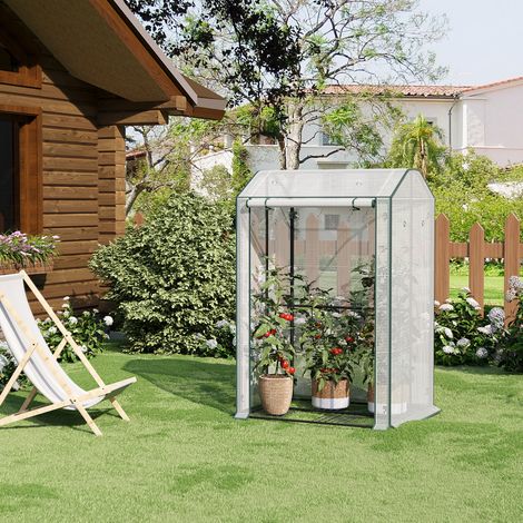 WOLTU Gewächshaus Foliengewächshaus Treibhaus Tomatenhaus Gartenhaus Mit Ösen überwinterungszelt, Tomatengewächshaus für Tomaten Reben und andere Kletterpflanzen Pflanzen Weiß (1/5)
