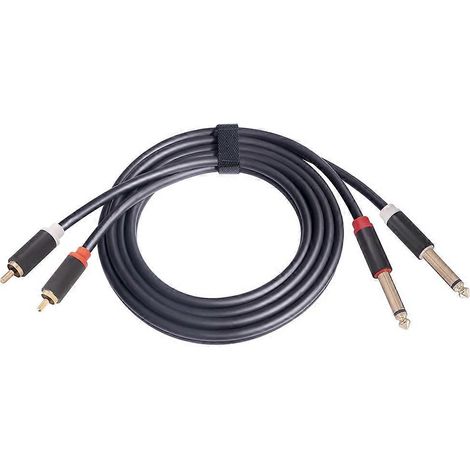 Adaptateur/convertisseur de câble audio RCA mâle double vers jack 6,35 mm mâle double pour haut-parleurs, mixeur et amplificateur (1/5)