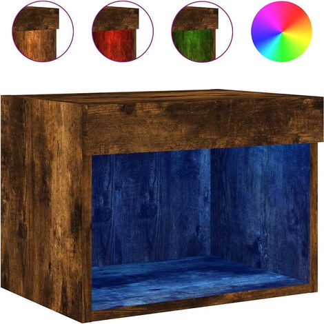 Maison Exclusive - Wand-Nachttisch mit LED-Leuchten Räuchereiche