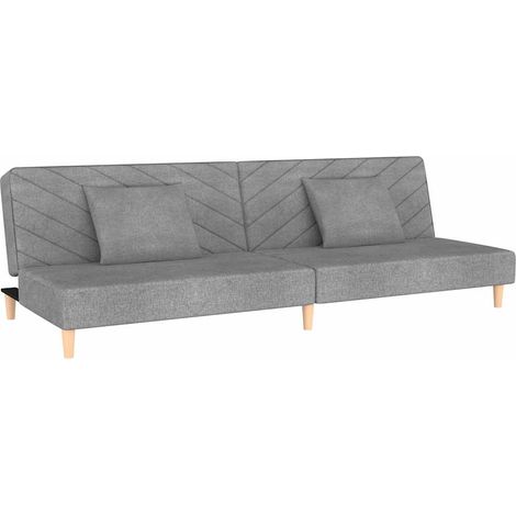 Divano Letto Sofa bed a 2 Posti con 2 Cuscini Grigio Chiaro in Tessuto (1/5)