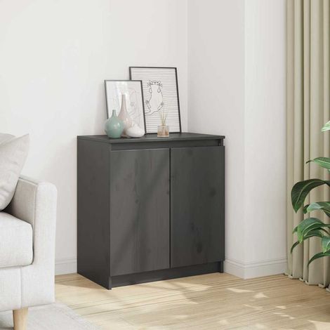 Armoire latérale-Meuble de rangement gris 60x36x65 cm bois de pin massif 703597 (1/5)