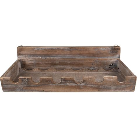 Porte-bouteilles Mural Étagère à Vin en Bois Marron Rustique pour 6 Bouteilles 57 x 28 x 14 cm - PANGIVO (1/4)