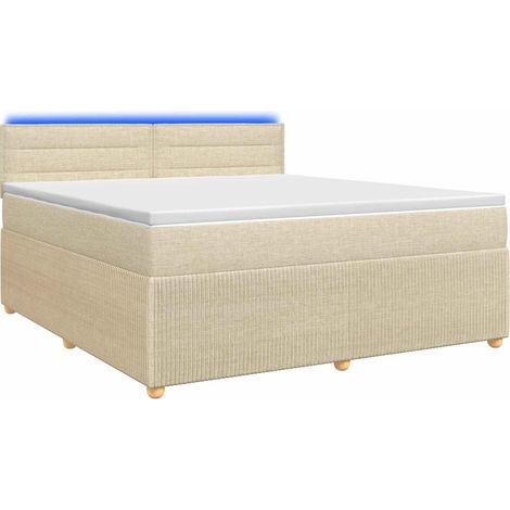 Maison Exclusive - Letto box spring con materasso Crema 140 x 190 cm Tessuto (1/5)