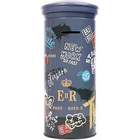 Tirelire boîte aux lettres rétro en fer forgé bleu - Cadeau pour enfants CK822 (1/2)