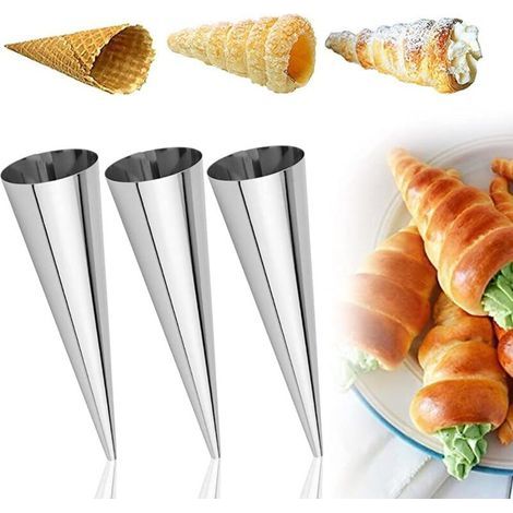 Lot de 20 moules à cornets en acier inoxydable 90 mm x 25 mm (1/3)