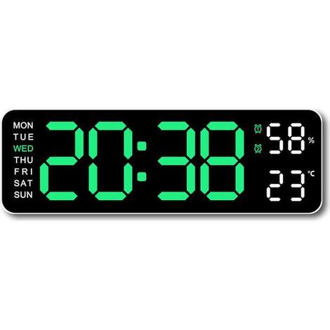 Horloge murale numérique LED, 24 heures, pour la maison, avec télécommande, luminosité automatique et passage à l'heure d'été/d'hiver. (1/5)