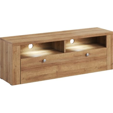 Mueble TV Salelbo 103, Riviera roble, Número de puertas: 1, Número de cajones: 0, 140x49x37cm