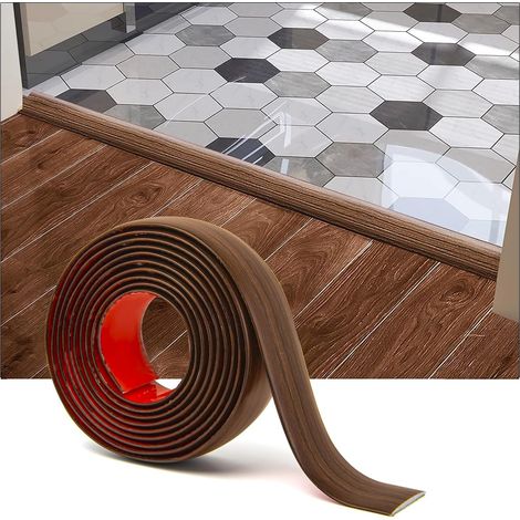 1 Bande de seuil autocollante en vinyle, 122x4cm, Bois de cerisier, Pour sol stratifié et carrelage (1/5)