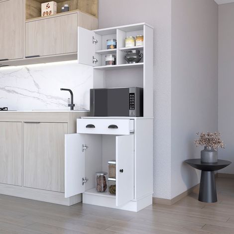 TUHOME Mobile da Cucina per Microonde Powell con 3 Ante, Maniglie e Cassetto (1/5)