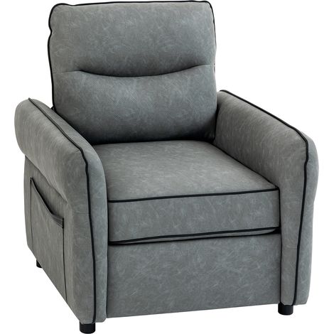 Accent Chair, Faux Lear Armchair - Grey (1/5)