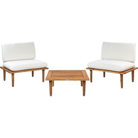 Lounge Set mit Tisch 2-Sitzer FRASCATI modular zertifiziertes Akazienholz Cremeweiß