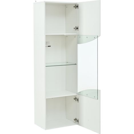 Vitrinenschrank blanc laqué 35x50x165 cm avec LED pour salon (1/5)