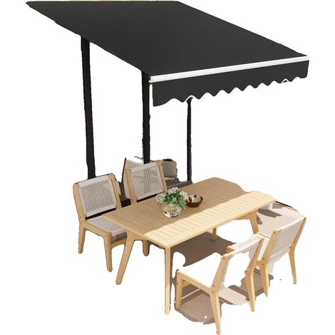 Toldo retráctil con protección UV50+, color negro. (1/2)