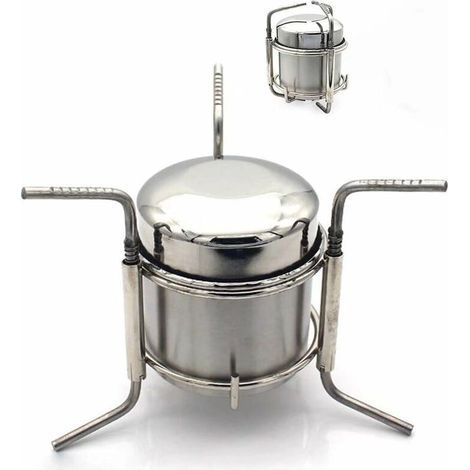 Portable Camping Alcohol Stove Stainless Steel Folding Outdoor Alcohol Cooker Mini Spirit Cooker Picnic BBQ Cookout Pan (1/5)