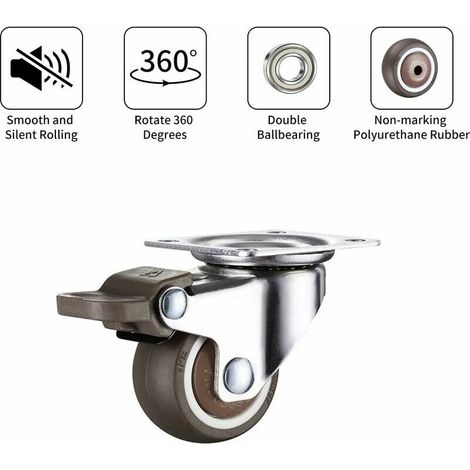 Conjunto 4 Rotelle Mobili 38 mm con Freno a Vite e Gomma, Adatte per Pallet (38 mm) (1/3)