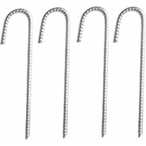 Set mit 4 robusten, verzinkten J-förmigen Bodenankern aus Stahl – für Festzelte, Pavillons, Hüpfburgen, Zelte, Trampoline, aufblasbare Burgen, Campingausrüstung und Fußballtore (1/5)