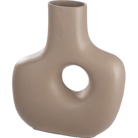 Vase décoratif perforé - Vase à Fleurs imperméable en Aluminium - Décoration de Salon, d'automne - Décoration de Noël - Cadeau d'anniversaire - Couleur : Beige Marron - Hauteur 30 cm (1/2)