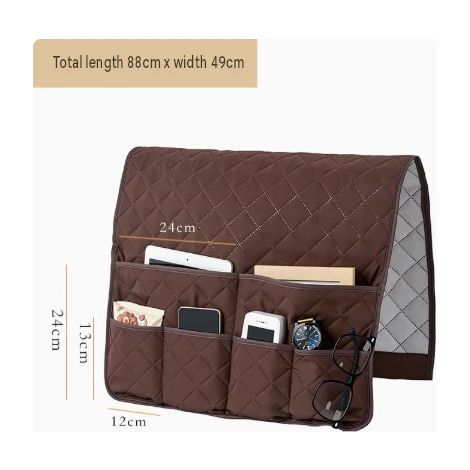 Panier de rangement large pour accoudoir de canapé, sac de rangement suspendu pour télécommandes, idéal pour canapé et lit, sac de rangement pour téléphones.