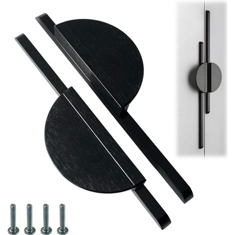 2 Pièces Poignées D'armoire Noires en Demi-Cercle, 160mm Poignée Meuble Noir, Poignées Cuisine Noir, avec Vis, pour Cuisine, Armoire, Commode, Penderie (1/5)