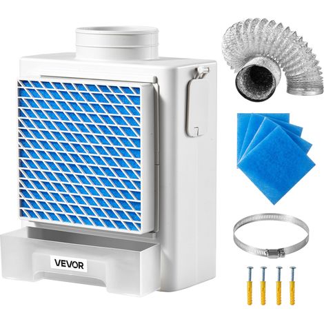 VEVOR Kit di Sfiato per Asciugatrice Interna, Materiale ABS di Alta Qualita con Cassetto dellAcqua, per Porta di Scarico da 99 mm, con Promemoria di Surriscaldamento 4 Cuscinetti di Purificazione