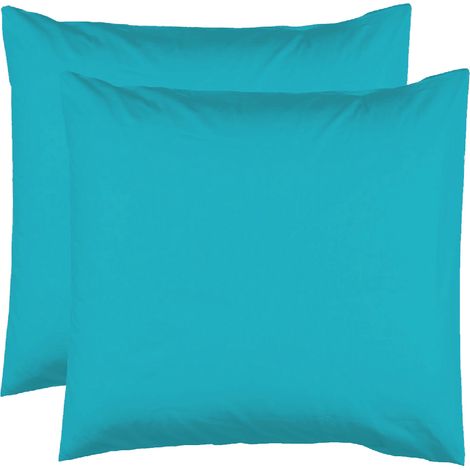 2 Taies d'oreiller 63 x 63 cm - Bleu turquoise - 100% coton 57 Fils