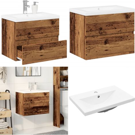 vidaXL Armoire lavabo avec bassin intégré vieux bois (1/5)
