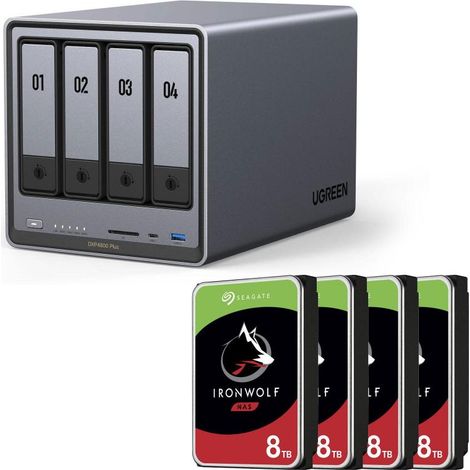Ugreen NASync DXP4800 Plus + disco duro SEAGATE de 32 TB (4 x 8 TB)