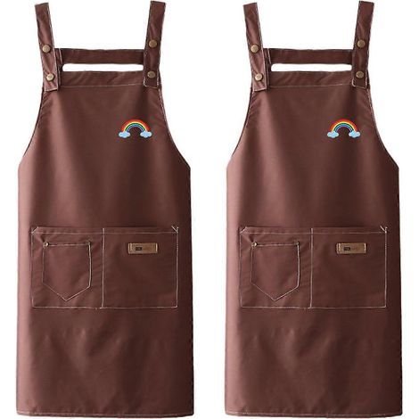 Lot de 2 tabliers de restaurant en PVC, manches longues, taille ajustable, respirants, antitaches et parfaits pour la cuisine maison. (1/4)