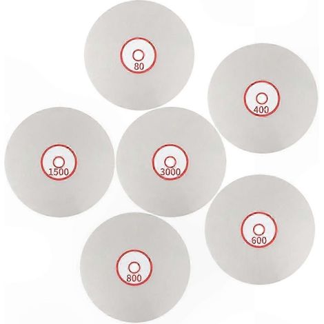 Set mit 6 Diamantpolierscheiben, 6-Zoll-Flachschleifscheiben mit Körnungen von 80/400/600/800/1500/3000 zum Schleifen und Polieren (1/5)