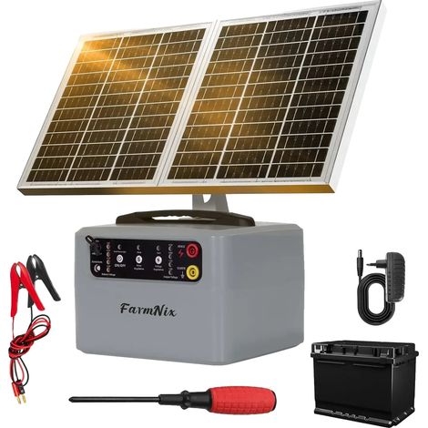 Controlador de cerca eléctrica, voltaje ajustable, diseño impermeable, enchufe europeo. (1/2)